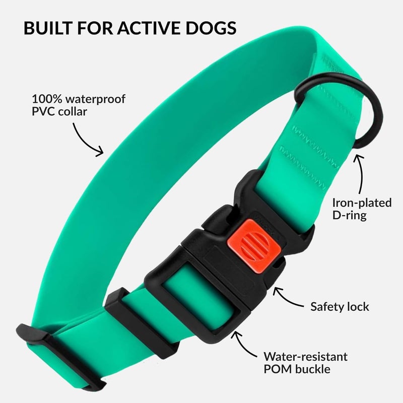 CollarDirect Waterproof Dog Collar - Silicone, Plastic Collar, Odor-Resistant, Easy to Clean, for Large, Medium, Small Dogs - Adjustable Collar with Breakaway Buckle (Neck Fit 18"-26", Mint Green) - Image 2